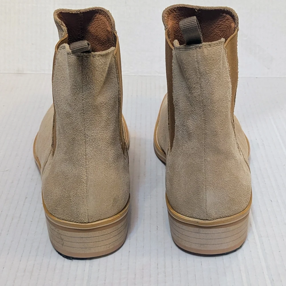 Mens Real Genuine Suede/Leather Ankle High-top Chelsea Metal Square Toe Boots - Picture 6 of 12